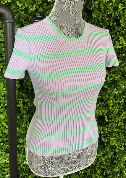 Blusa Tricot Modal Lilas e Verde